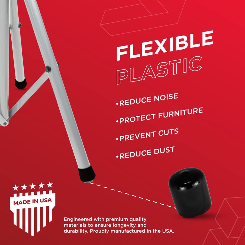 Prescott Plastics 1 3/4    (44.45mm) Outer Diameter Flexible Plastic Hole Caps, Round Black Metal Tubing End Caps, Strong Furniture Leg Inserts, Impact & Weather Resistant, Made in The USA - 4 Pack - Image 5